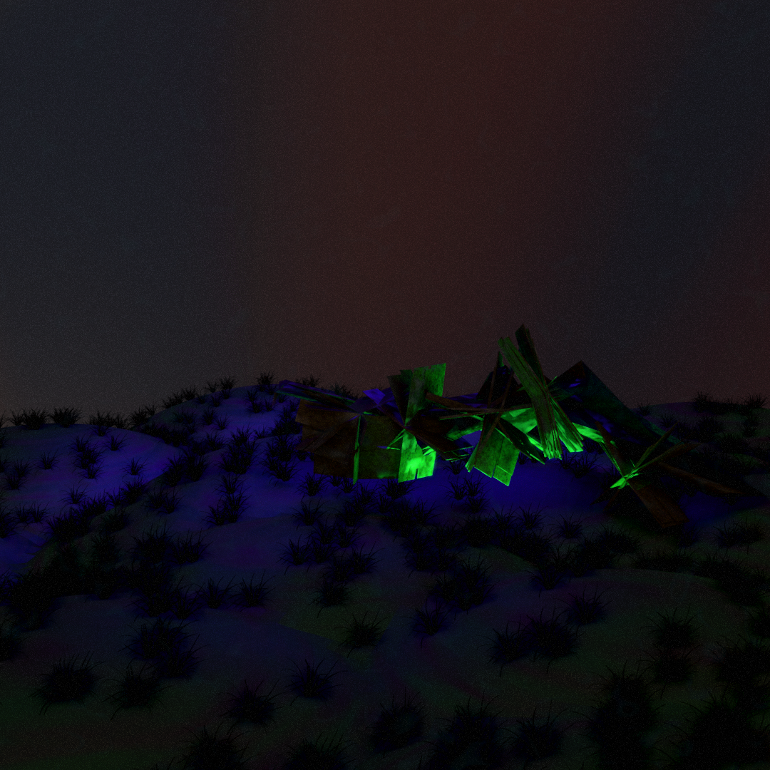 Grass Plane Fantasy Glow. 3D.